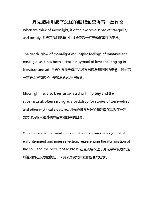 月光精神引起了怎样的联想和思考写一篇作文