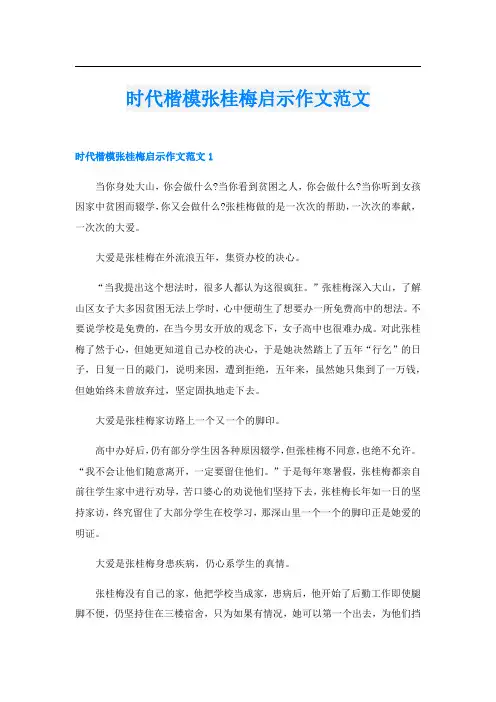 时代楷模张桂梅启示作文范文