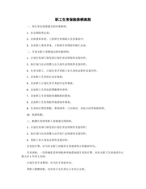 职工生育保险报销流程