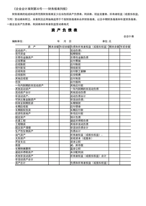 新会计准则全套报表模板