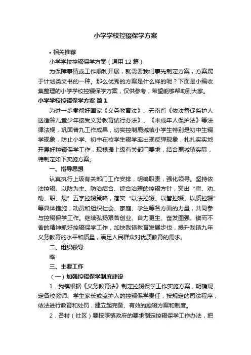 小学学校控辍保学方案