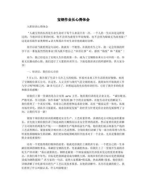 宝钢作业长心得体会