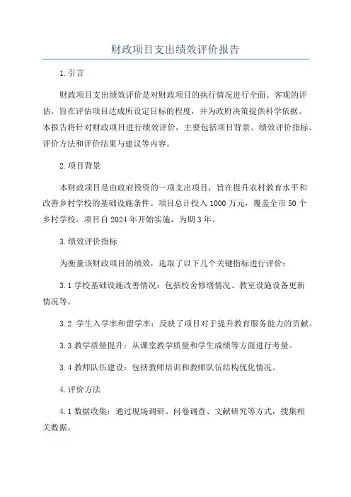 财政项目支出绩效评价报告