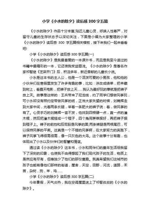 小学《小水的除夕》读后感300字五篇