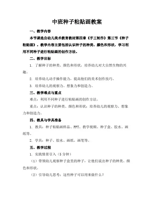 2024版中班种子粘贴画教案