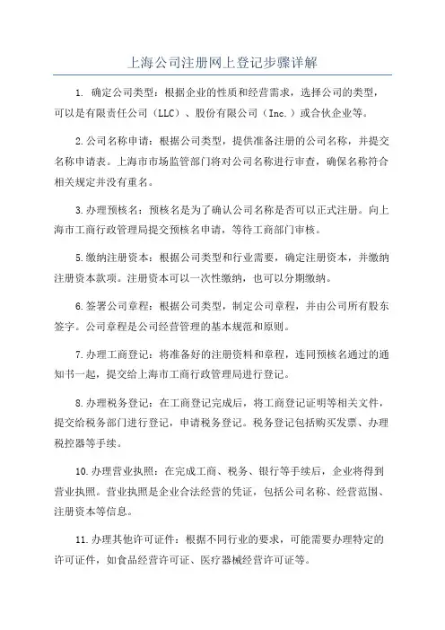 上海公司注册网上登记步骤详解