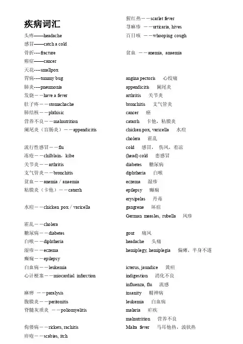 疾病词汇——精选推荐