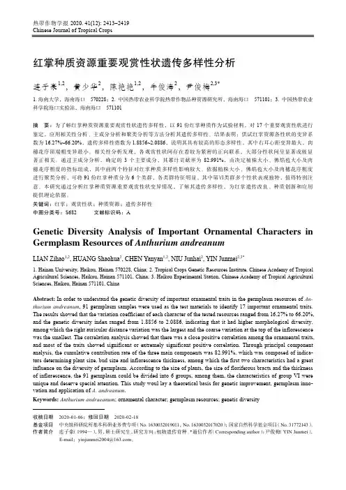 红掌种质资源重要观赏性状遗传多样性分析