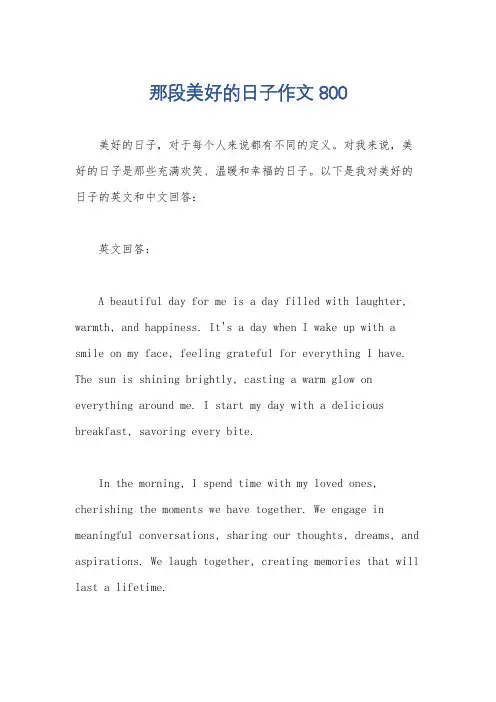 那段美好的日子作文800