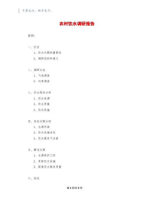 农村饮水调研报告