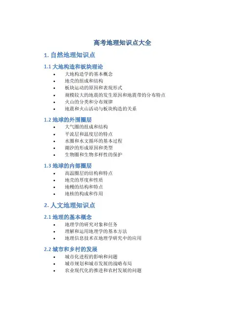 高考地理知识点大全