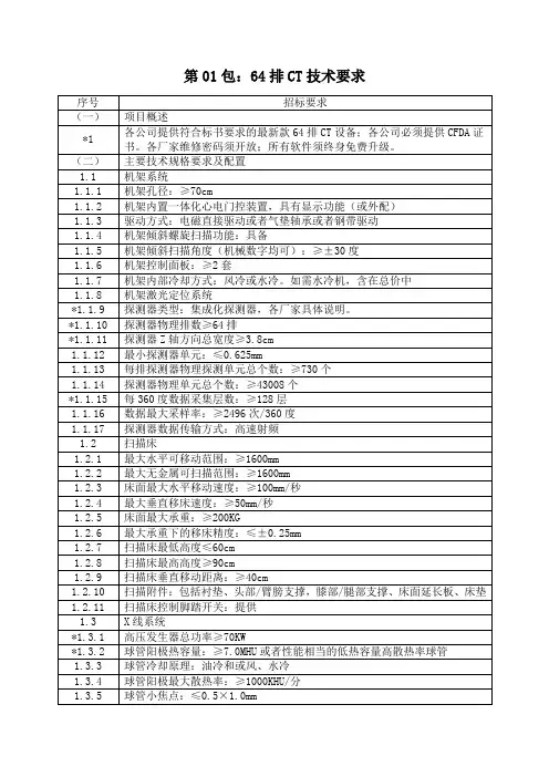 第01包64排CT技术要求