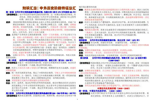 高考历史精华版(必备)：中外历史阶段特征总汇