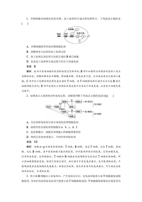 好题精析：体液免疫与细胞免疫