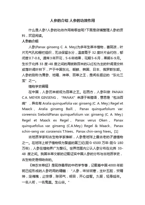 人参的介绍人参的功效作用