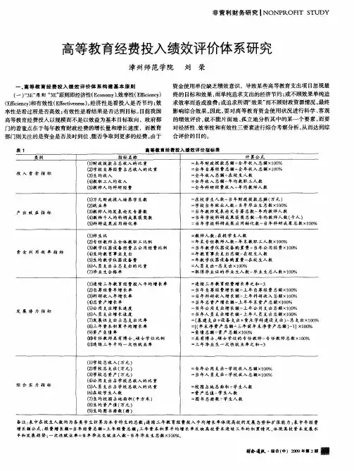 高等教育经费投入绩效评价体系研究