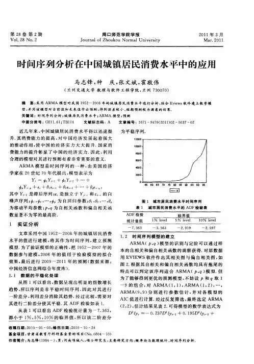 时间序列分析在中国城镇居民消费水平中的应用