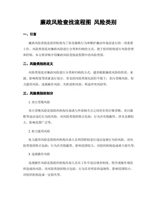 廉政风险查找流程图 风险类别