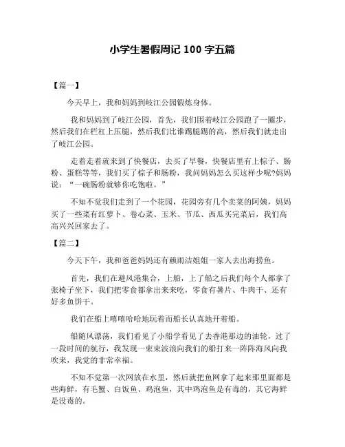 小学生暑假周记100字五篇