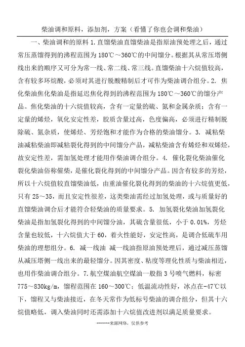 柴油调和原料,添加剂,方案(看懂了你也会调和柴油)