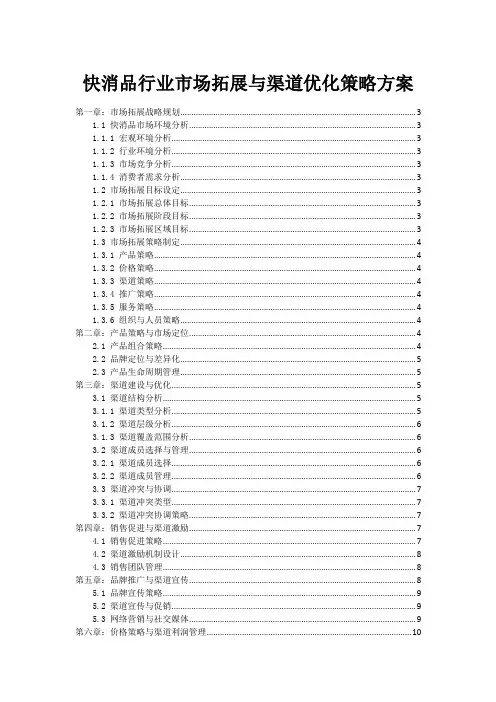 快消品行业市场拓展与渠道优化策略方案