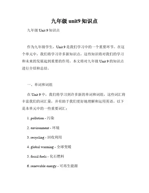 九年级unit9知识点