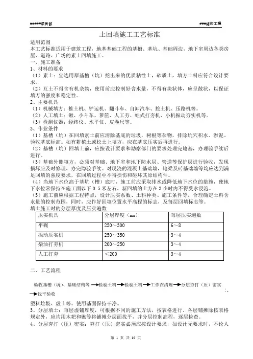 土回填施工工艺标准