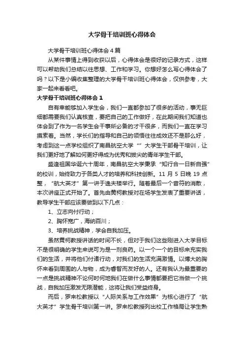 大学骨干培训班心得体会