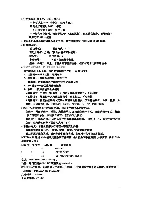 Fortran程序总结