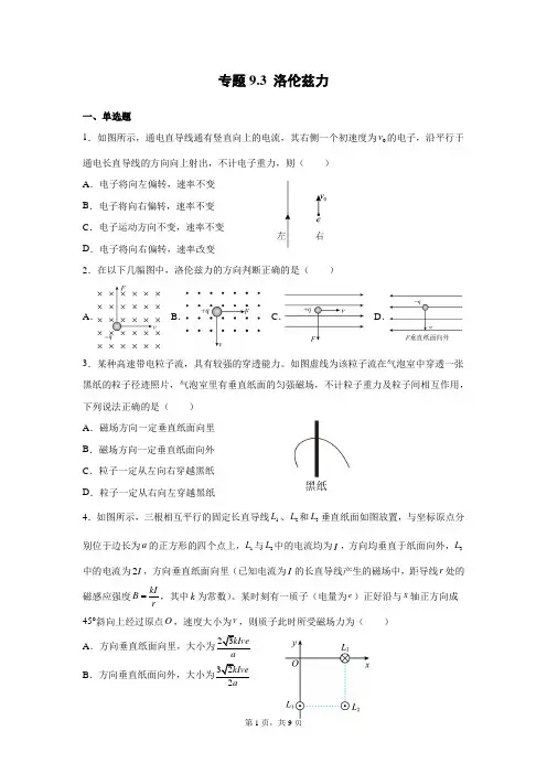 专题9.3 洛伦兹力—高考物理一轮复习练习
