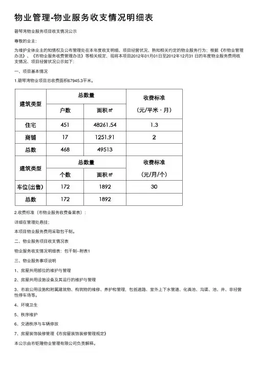 物业管理-物业服务收支情况明细表