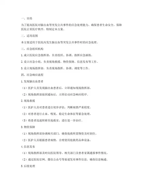 医院应急演练方案脑出血