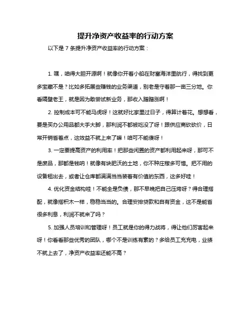 提升净资产收益率的行动方案
