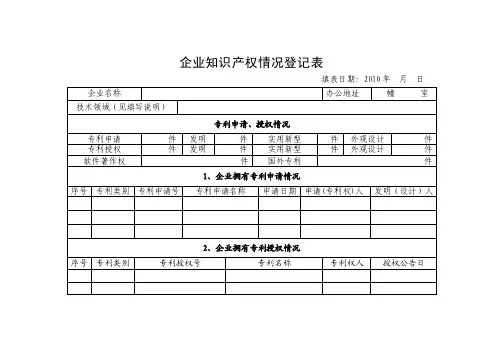 企业知识产权情况登记表