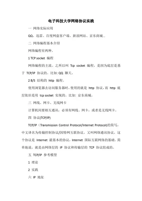 电子科技大学网络协议实践