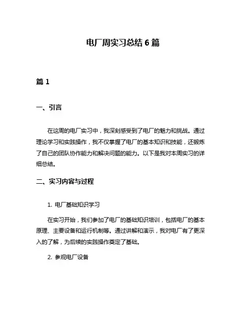 电厂周实习总结6篇