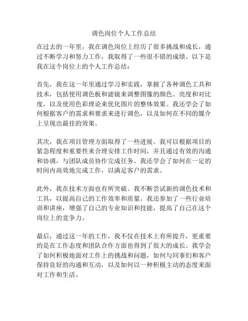 调色岗位个人工作总结