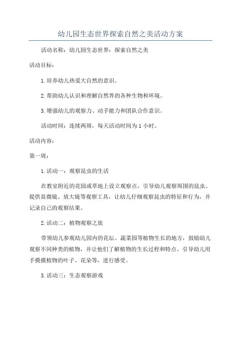 幼儿园生态世界探索自然之美活动方案