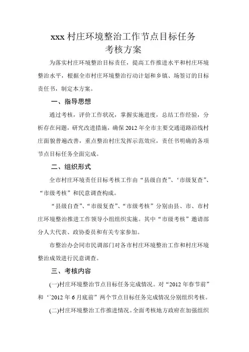 重点乡镇、村集中整治考核方案带考核标准细则