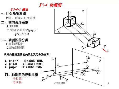 工程制图正等轴测图、斜二轴测图画法ppt课件