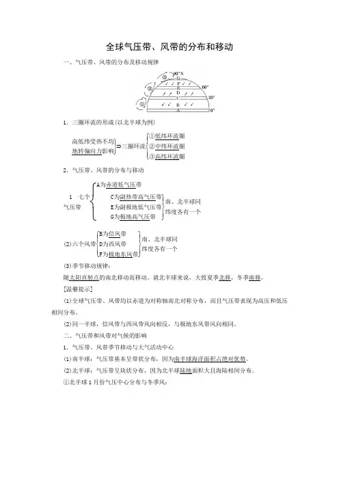 学案1：2.5全球气压带、风带的分布和移动