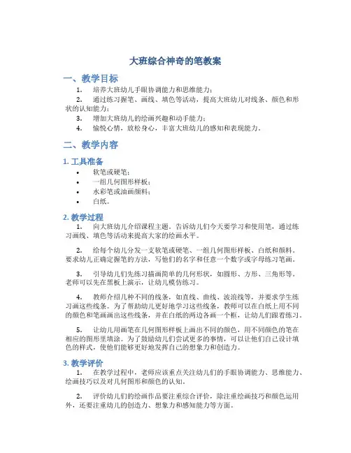 大班综合神奇的笔教案