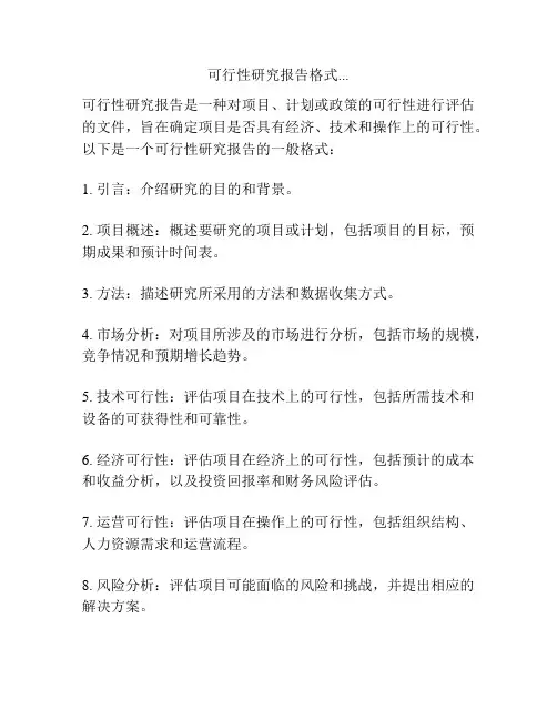 可行性研究报告格式