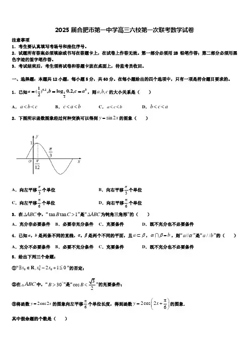 2025届合肥市第一中学高三六校第一次联考数学试卷含解析