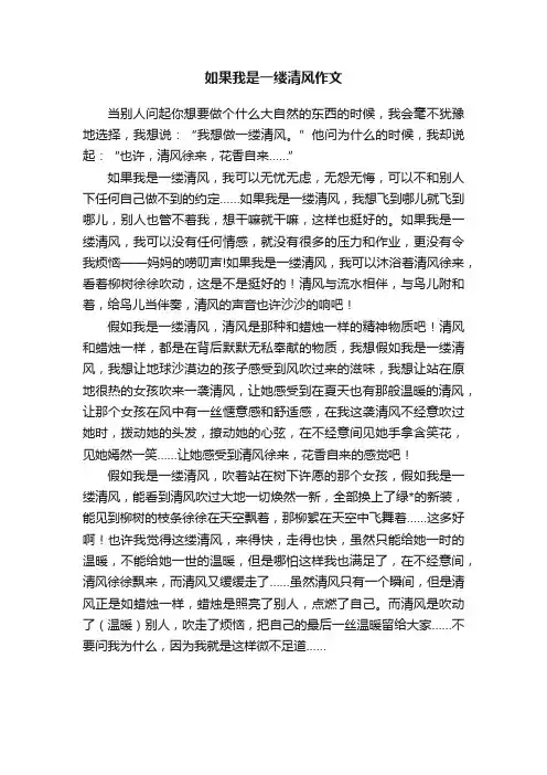 如果我是一缕清风作文