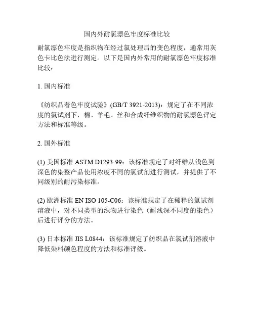 国内外耐氯漂色牢度标准比较