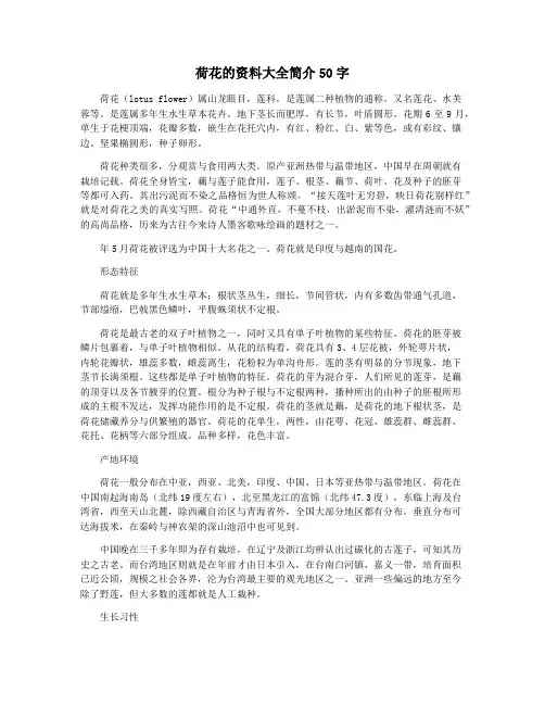 荷花的资料大全简介50字