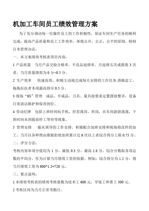 月绩效工资考核管理办法