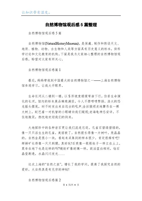自然博物馆观后感5篇整理