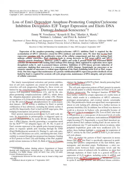 Loss of Emi1-Dependent Anaphase-Promoting ComplexCyclosomeemi1-e2f1
